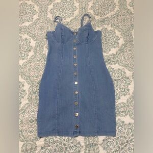 Blue button dress: Medium